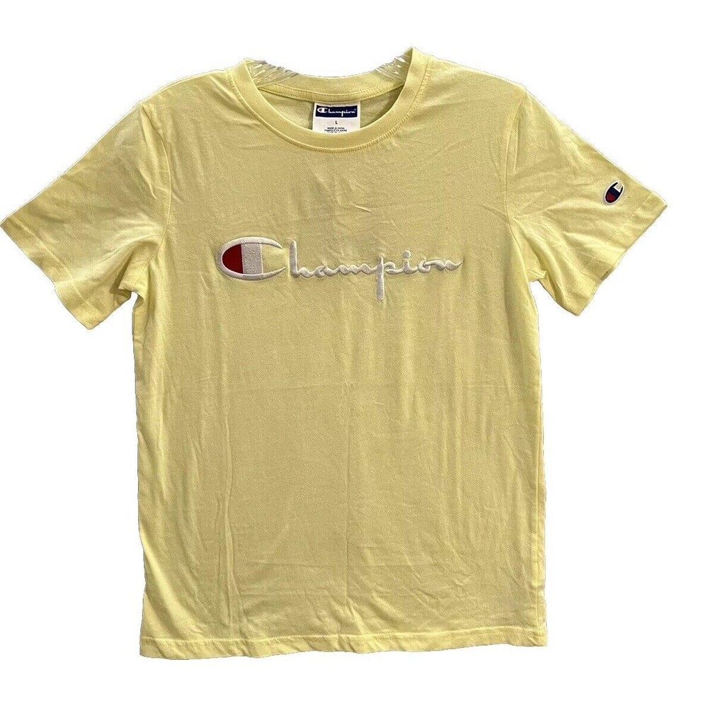 CHAMPION LIFE WOMEN'S Size Large HERITAGE Short Sleeve TEE Lemon Yellow